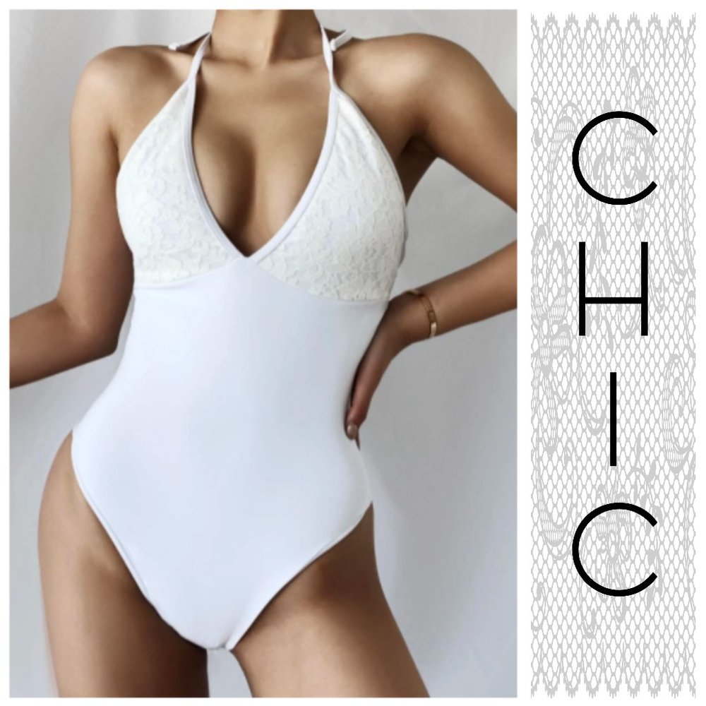 Contrast Lace Swimsuit